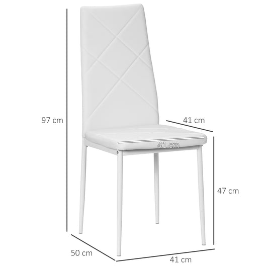 Set of 4 Faux Leather Dining Chairs - White