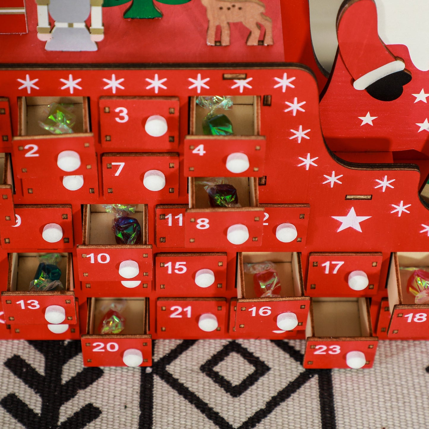 24-Drawer Reusable Every Year Santa Sleigh Christmas Advent Calendar