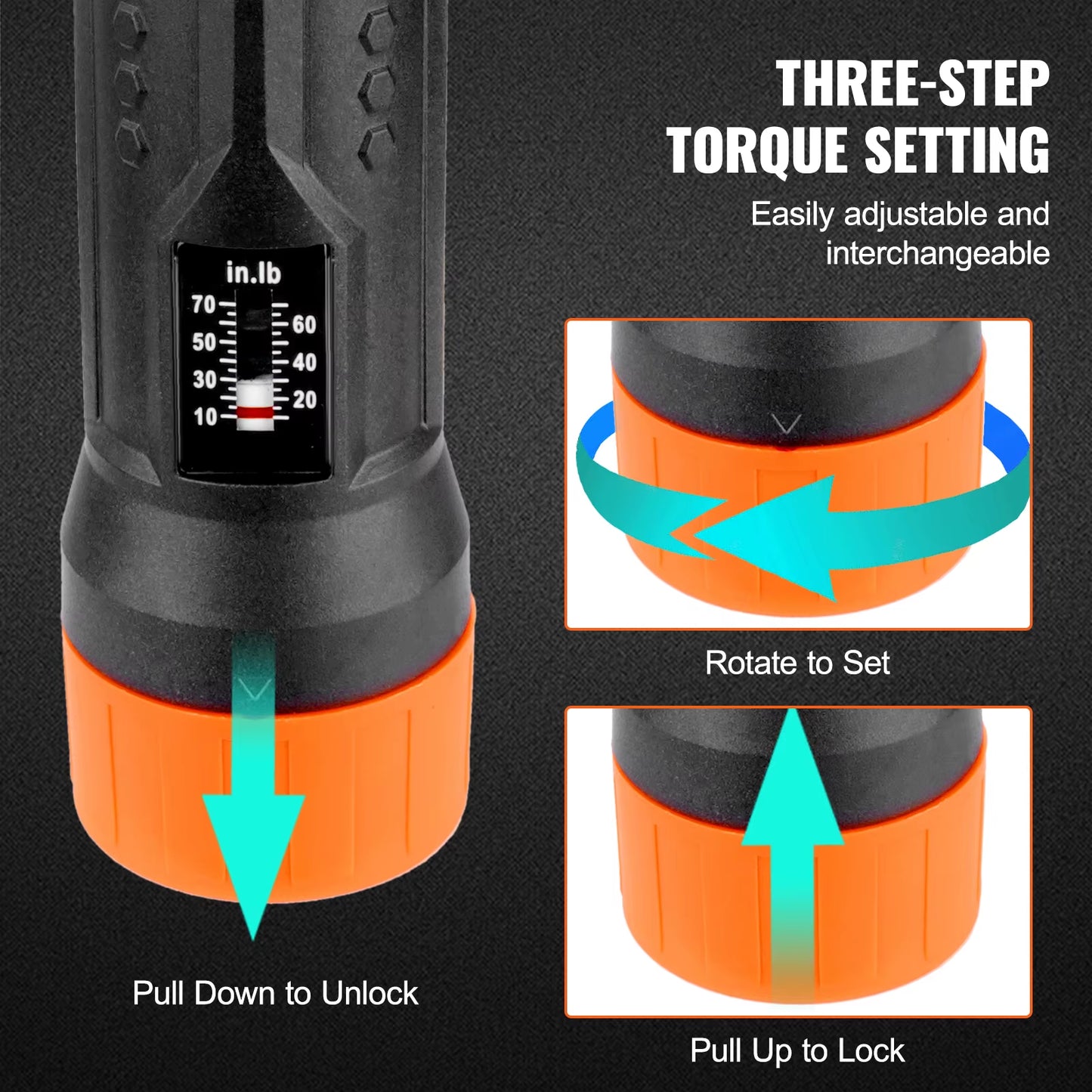 Succebuy 1/4" Torque Screwdriver Drive Screwdriver Torque Wrench, Driver Bits Set with View Window 10-70 In-Lbs Torque Range