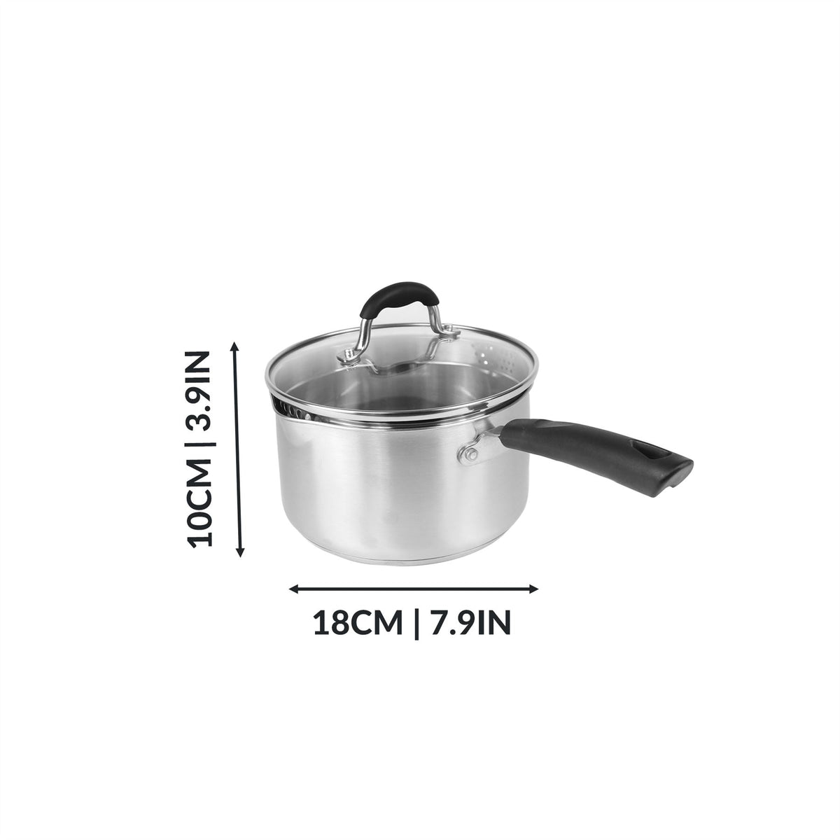 Maison & White Stainless Steel Saucepan Set of 3 with Lids | Aluminium Even-Heat Base | Stay-Cool Handle | Induction Gas Electric Ceramic | 16cm 18cm 20cm | All Hob Types | 2-Year Warranty