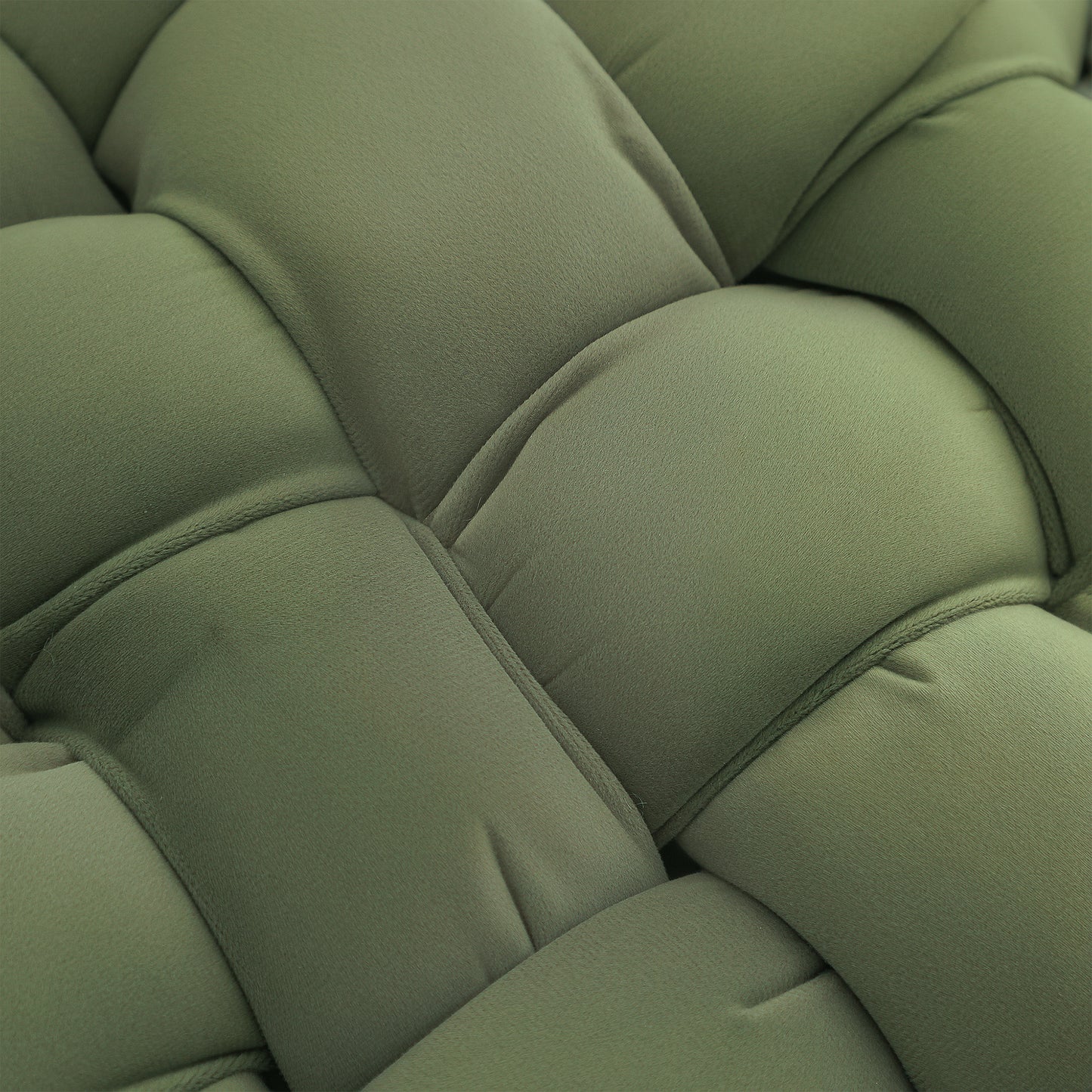 Velvet-Feel Bold Woven Footstool - Green