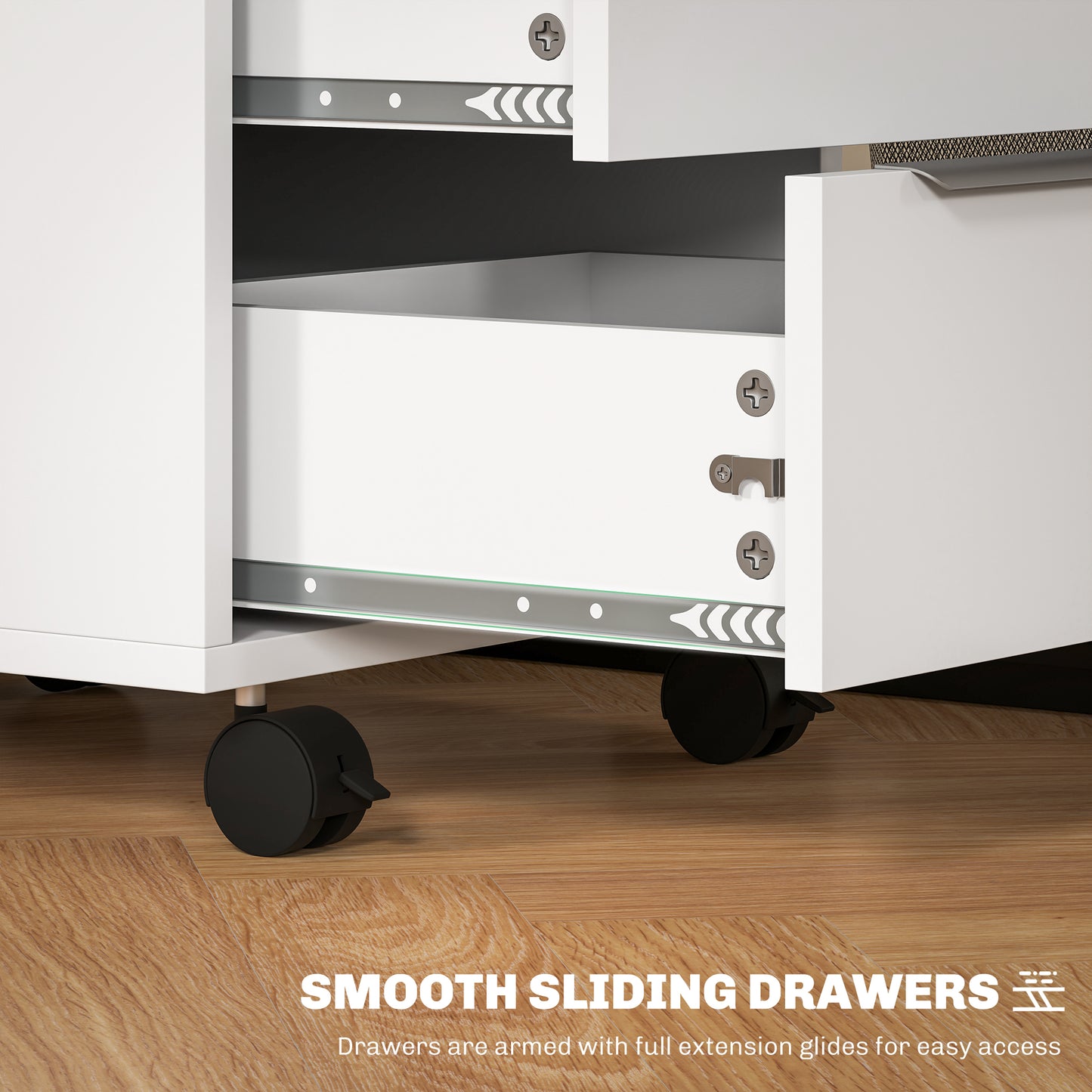 Three-Drawer Locking Filing Cabinet - White