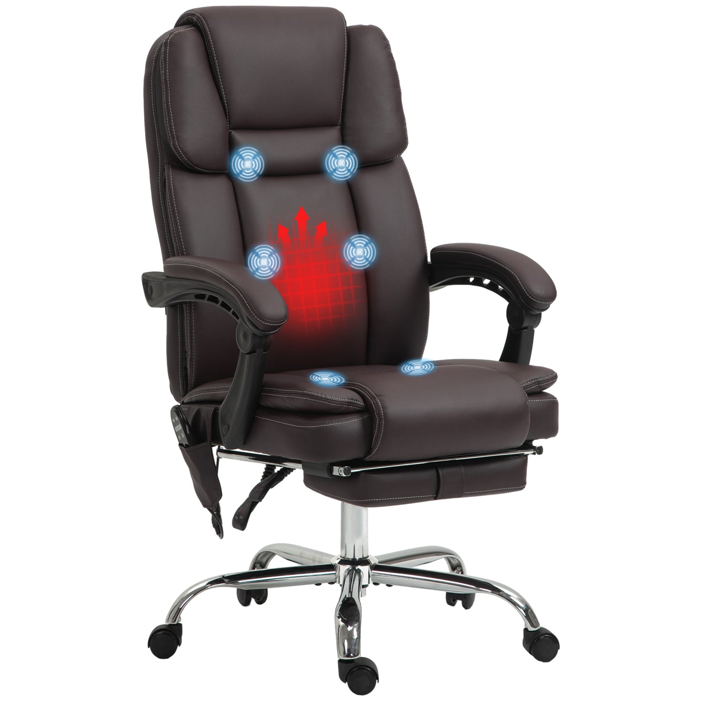 Vinsetto Six Point Vibrating Massage Office Chair - Black / Dark Brown