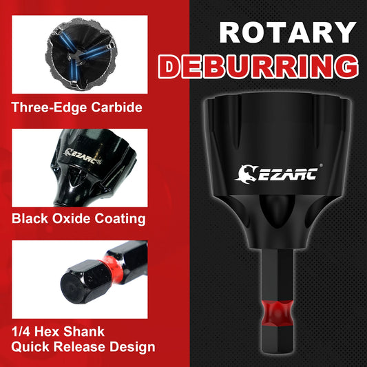 EZARC Tungsten Carbide Deburring Chamfer Tool External Rotary Deburring 1/4 Inch Hex Shank Remove Burr Repair Tools for Damaged Metal Steel Screws
