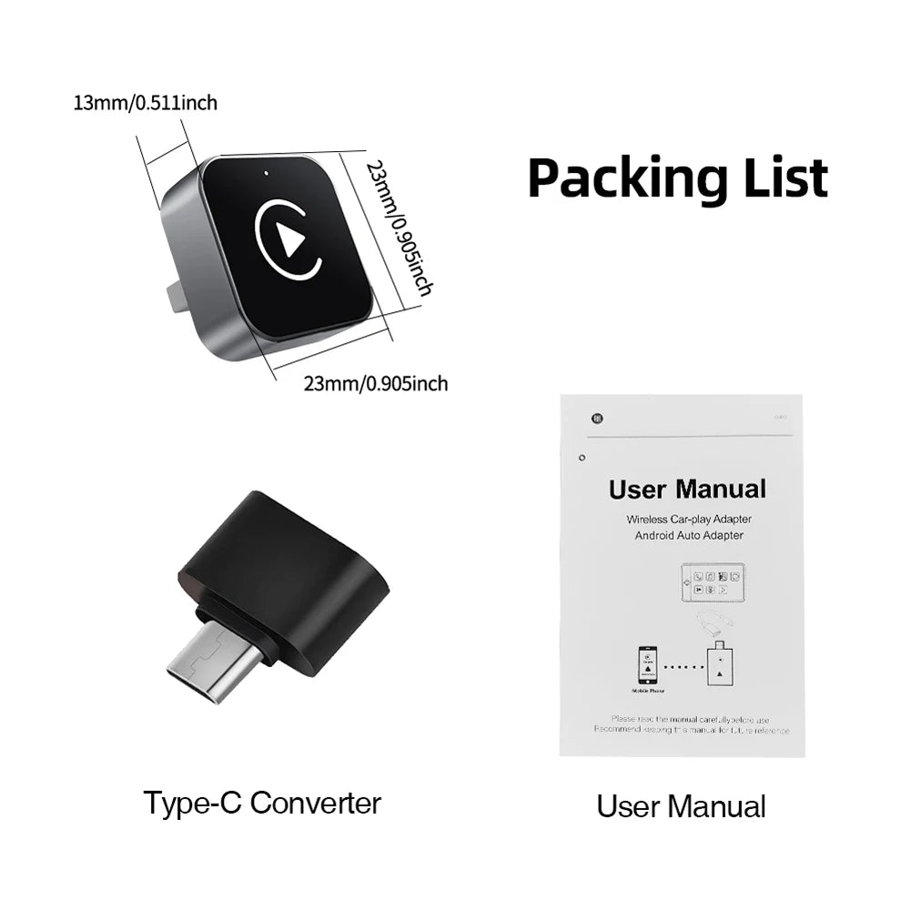 Wireless Android Auto Carplay Box/Adapter Mini Carplay&Auto Box Dongle Auto Connect Smart Box Plug & Play for Factory Wired Cars