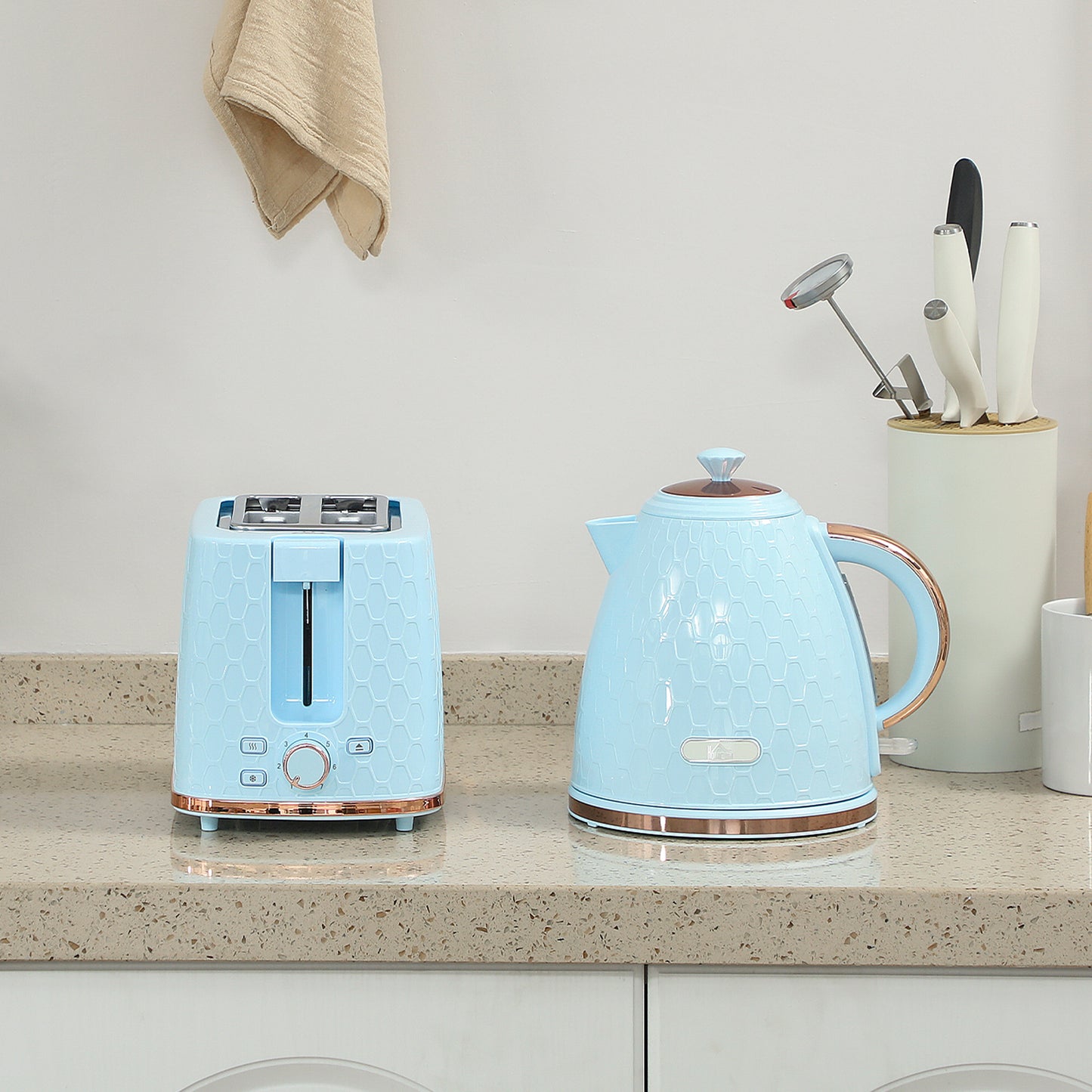 1.7L 3000W Fast Boil Kettle & 2 Slice Toaster Set, Kettle and Toaster Set with Auto Shut Off, Browning Controls