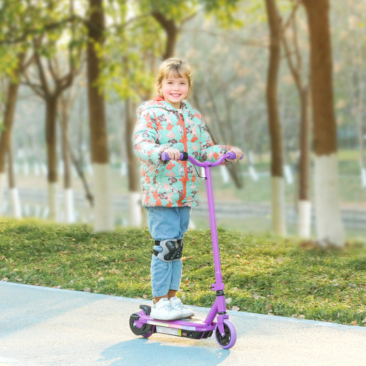 AIYAPLAY Electric Scooter for Kids Ages 6-14, with Colourful Light and Electric Brake, Kids Electric Scooter E Scooter, Up to 10 KM/H & 8 KM, Purple / Blue / Pink