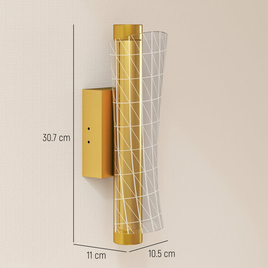 Led Wall Lamp 2 Pack, 9W Modern Indoor Geometric Mesh Wall Light, Colour Temperature Adjustable 3000K/4000K/6500K, Gold Tone