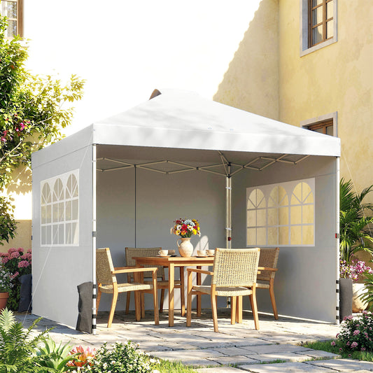 3x3m Pop-Up Canopy Gazebo | UPF50+ Waterproof 210D Oxford Fabric | 3 Detachable Sidewalls | 2 Church Windows | 2 Top Vents & 8 Drainage Holes | 3-Height Steel Frame to 285cm | 4 Guy Ropes & 12 Stakes | Wheeled Carry Bag | White