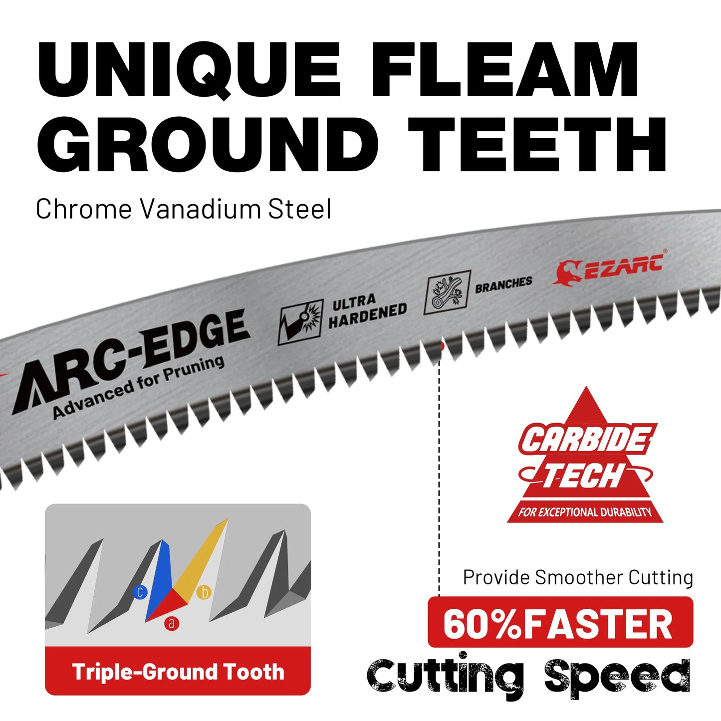 12 Inch Reciprocating Saw Blades, Japanese Teeth Wood Pruning Saw Blades 3Pcs 6TPI Arc Edge for Tree Trimming, Wood Cutting
