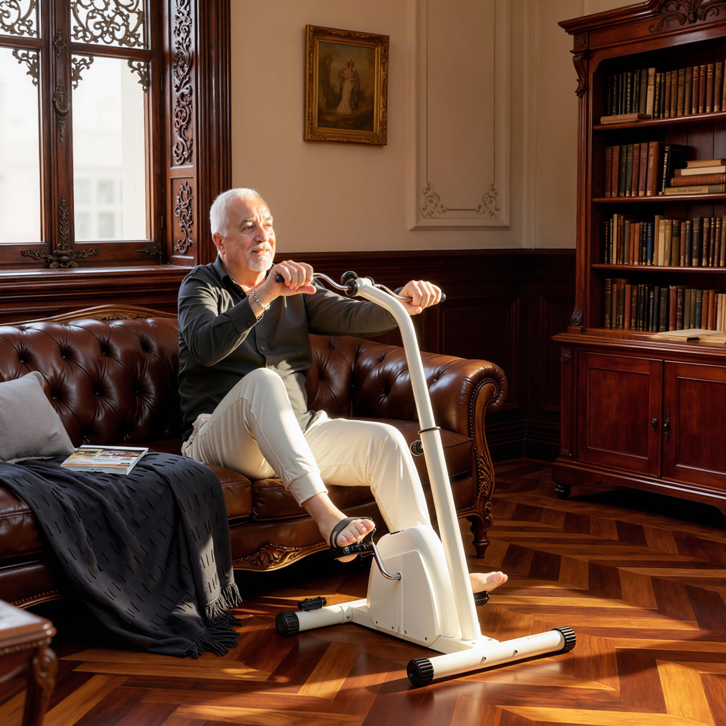 SPORTNOW Seated Pedal Exerciser with Dual Massage and Adjustable Height