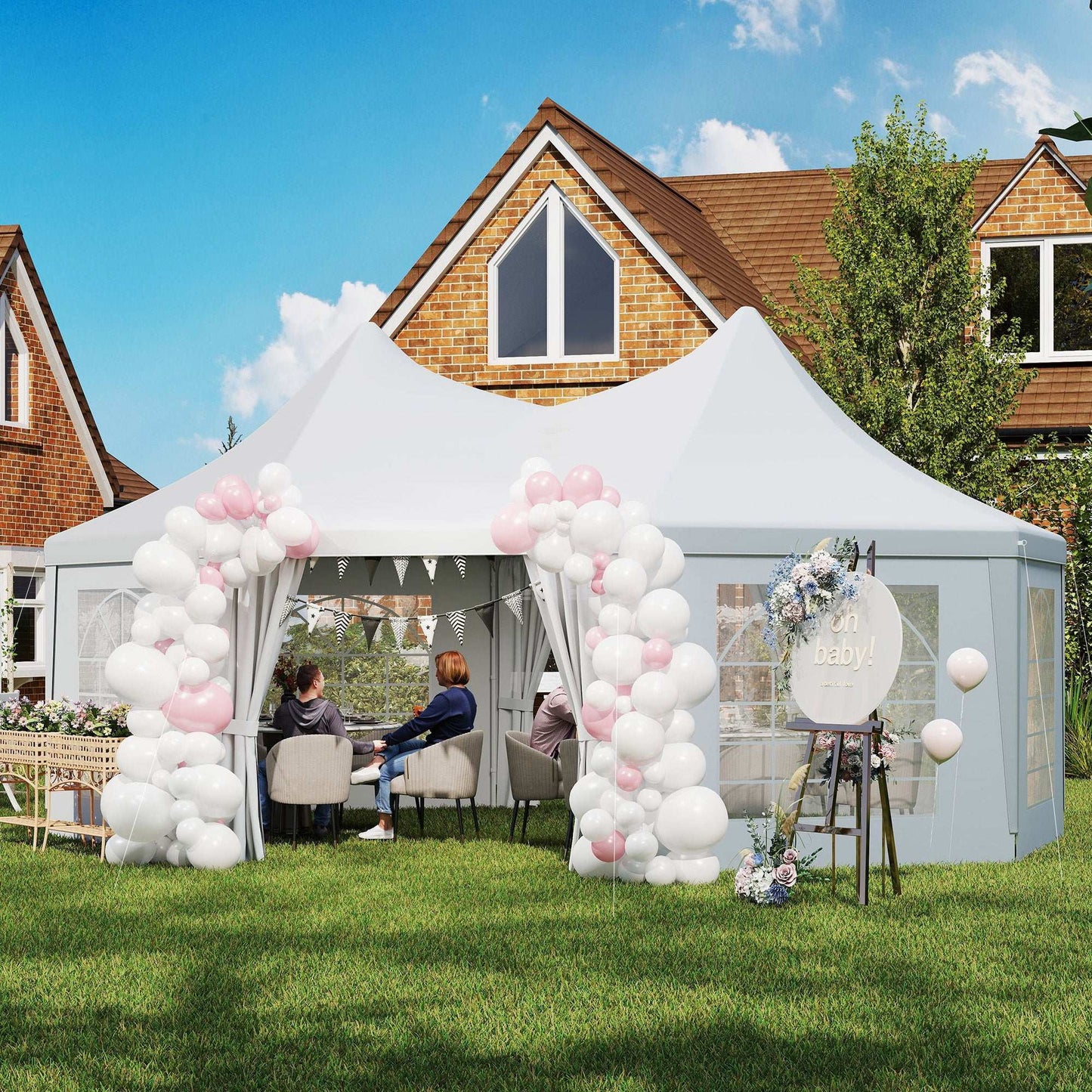Outsunny 6.8 x 5m Octagonal Party Tent Marquee Gazebo - White