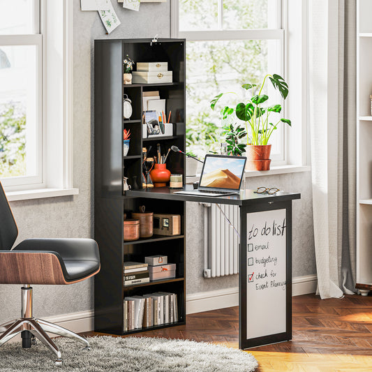 Three-Part Work Desk, with Storage and Chalkboard - Black