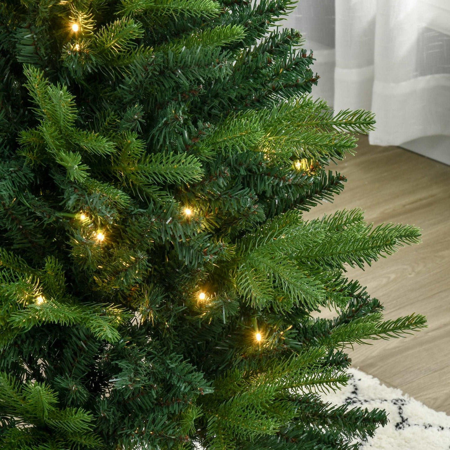 1.2m Prelit Christmas Tree Artificial Spruce Tree, Plastic Stand-Green