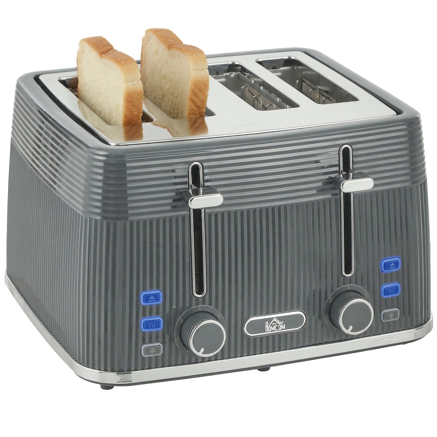 4 Slice Toaster with 7 Browning Levels, Bread Toaster with Removable Crumb Tray, Grey
