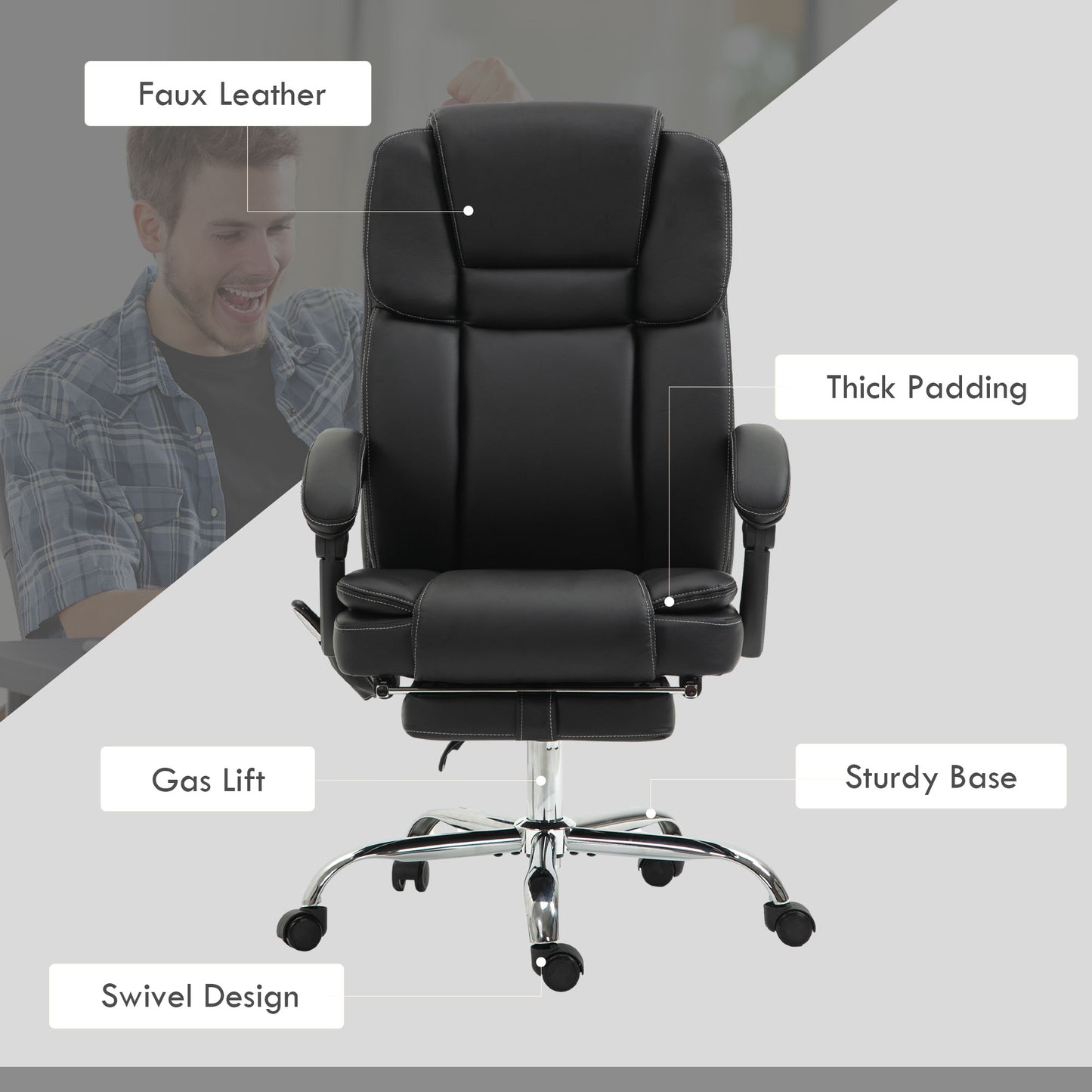Vinsetto Six Point Vibrating Massage Office Chair - Black / Dark Brown