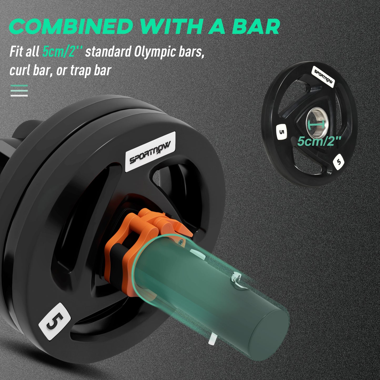 Tib Bar W/ 2 x 5kg Olympic Weight Plates, Tibialis Trainer Calf Raise Machine for Home, Gym, Lifting And Strength Training