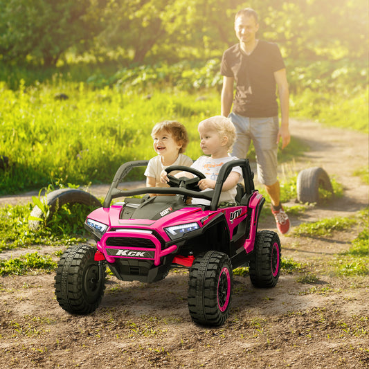 AIYAPLAY 2 Seater 24V 7AH Ride on Truck, Battery Powered Electric Ride On Car w/ Remote, Suspension, 3 Speeds - Pink / White
