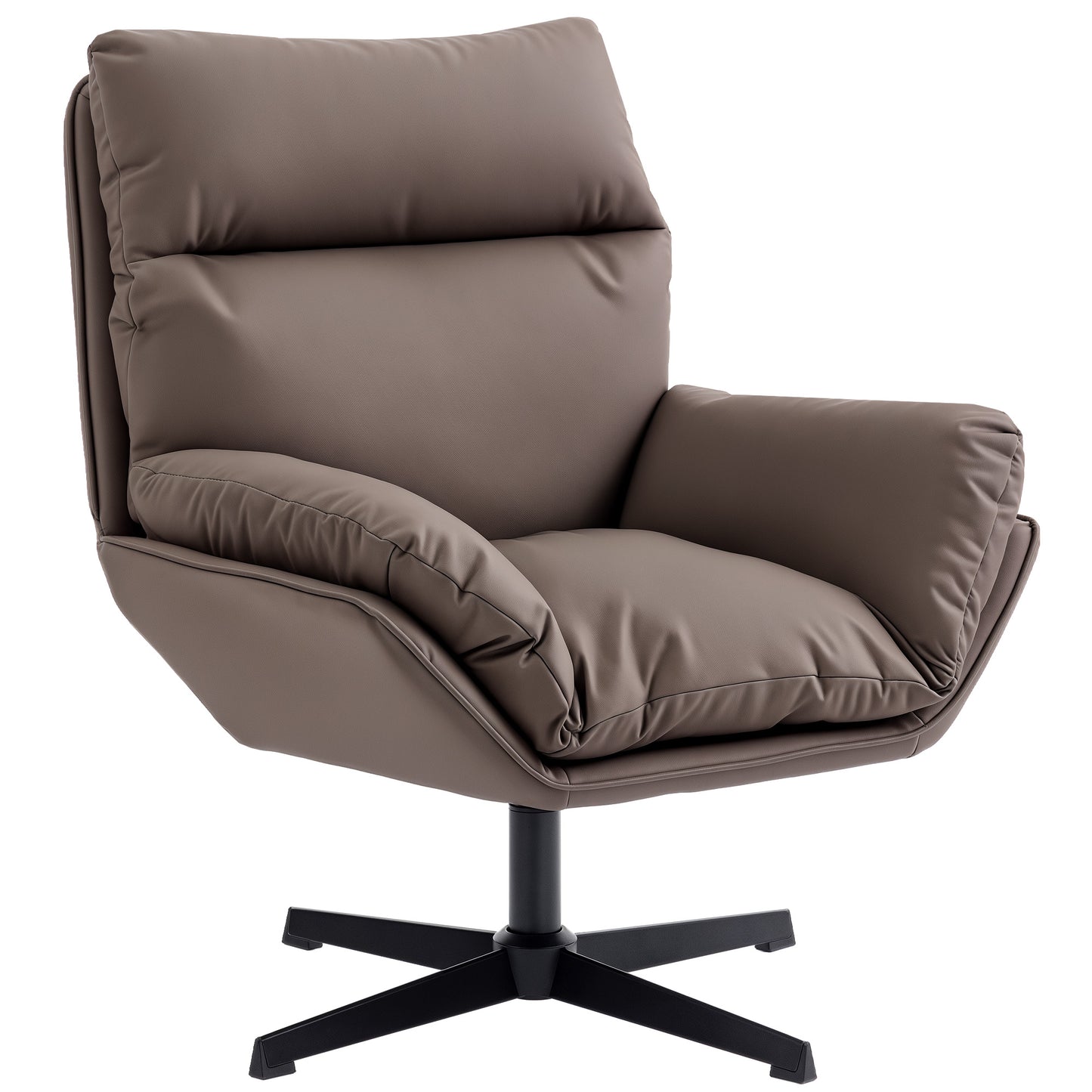 Accent Chair with 360° Swivel Armchair for Living Room with Padded Cushion Dark Grey / Dark Brown