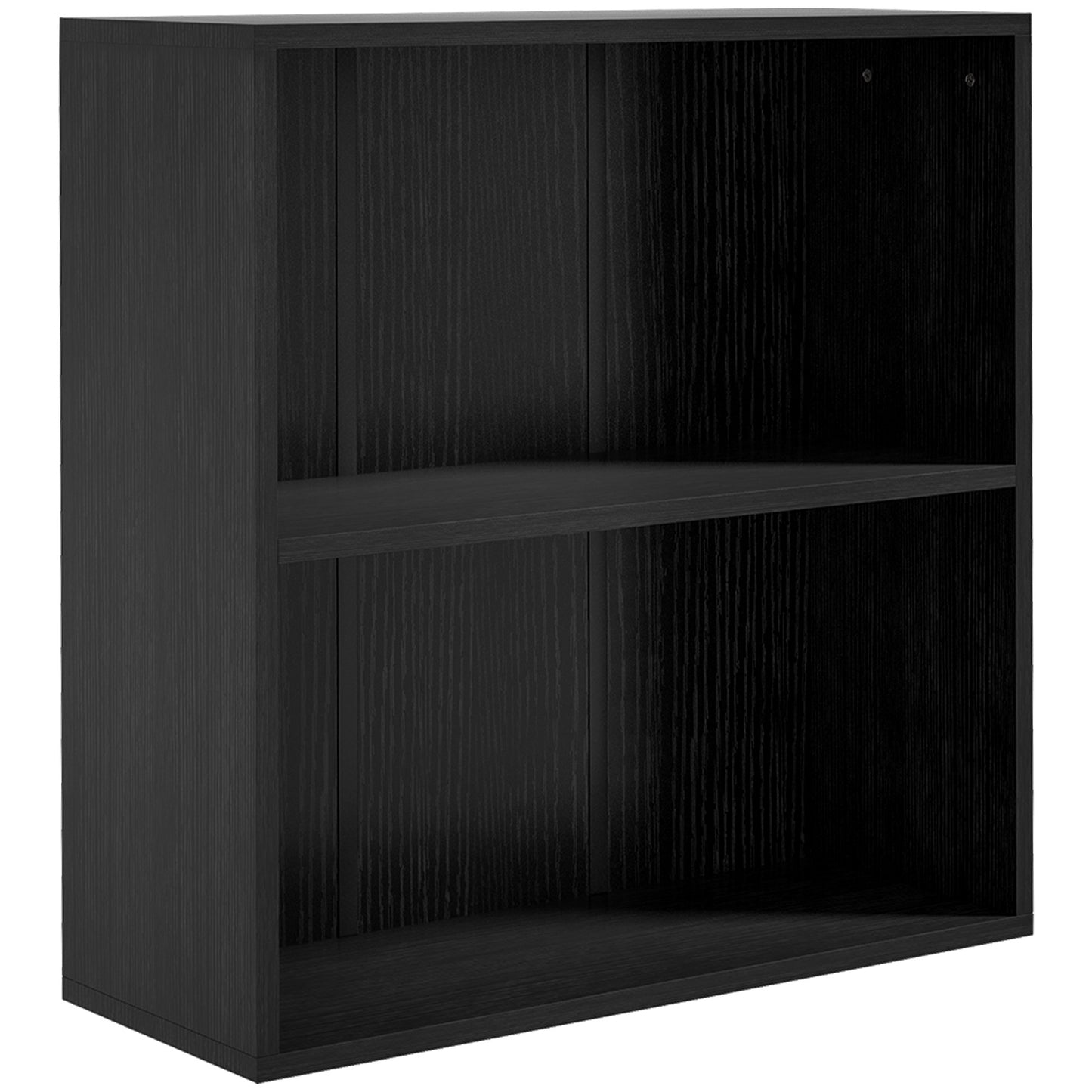 2 Tier Bookshelf, Low Bookcase with Adjustable Shelf, 2 Compartments for Home Office, Living Room, Study, Black