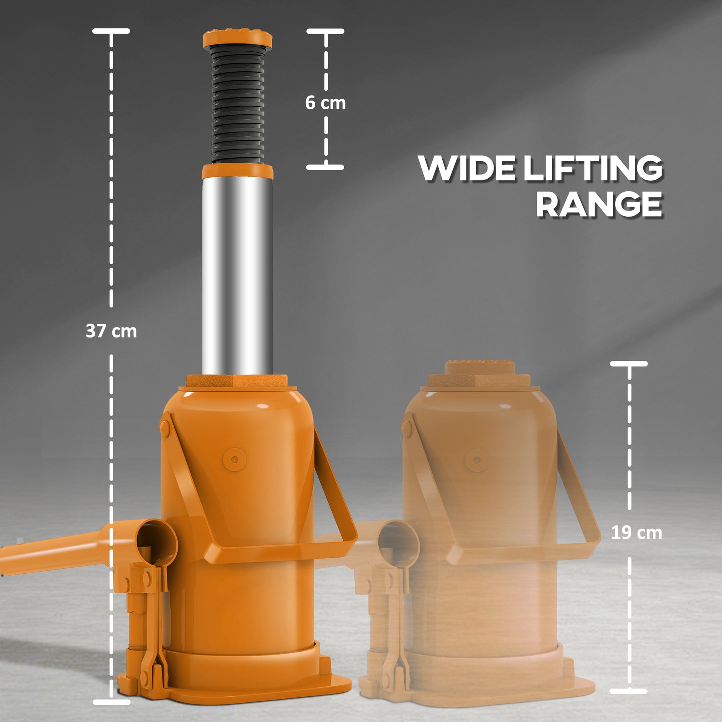12 Tonne Hydraulic Bottle Jack with 19-37 cm Lifting Range, Heavy Duty Portable Compact Car Jack Lift with Saddle, Pickup, Truck, Auto Repair Maintenance