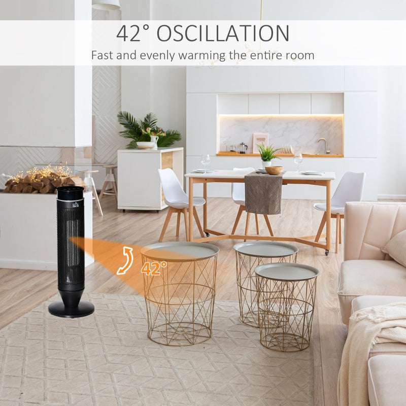 Ceramic Tower Indoor Space Heater Electric Floor Heater w/ 2 Heat and Fan 1000W/2000W, Oscillation, Remote Control, Timer for Basement Office