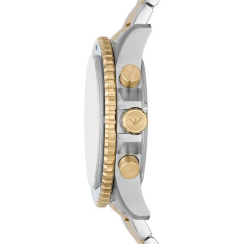 Emporio Armani Diver Mens Multicolour Watch AR11362 - Silver & Gold Stainless Steel - One Size