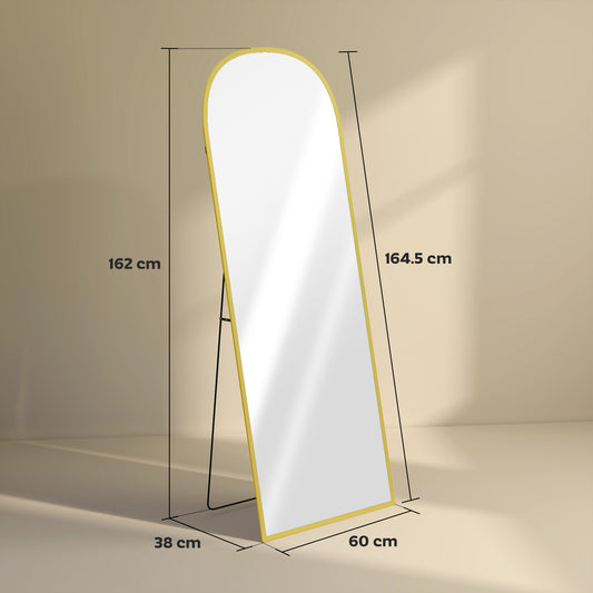 165cm Aluminium Frame Standing Mirror - Gold