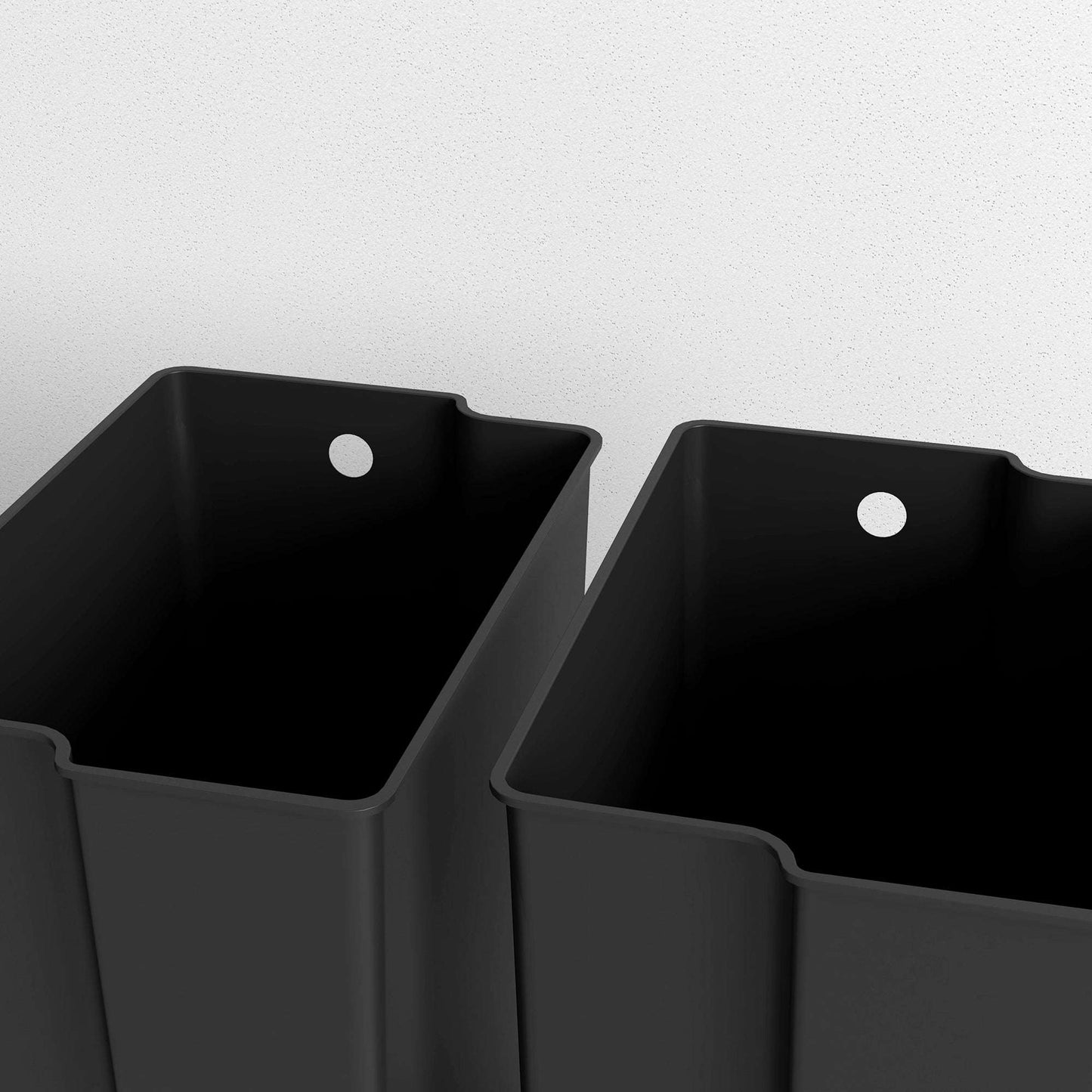 50L Dual Compartment Stainless Steel Bin, with Deodoriser Holders - Black