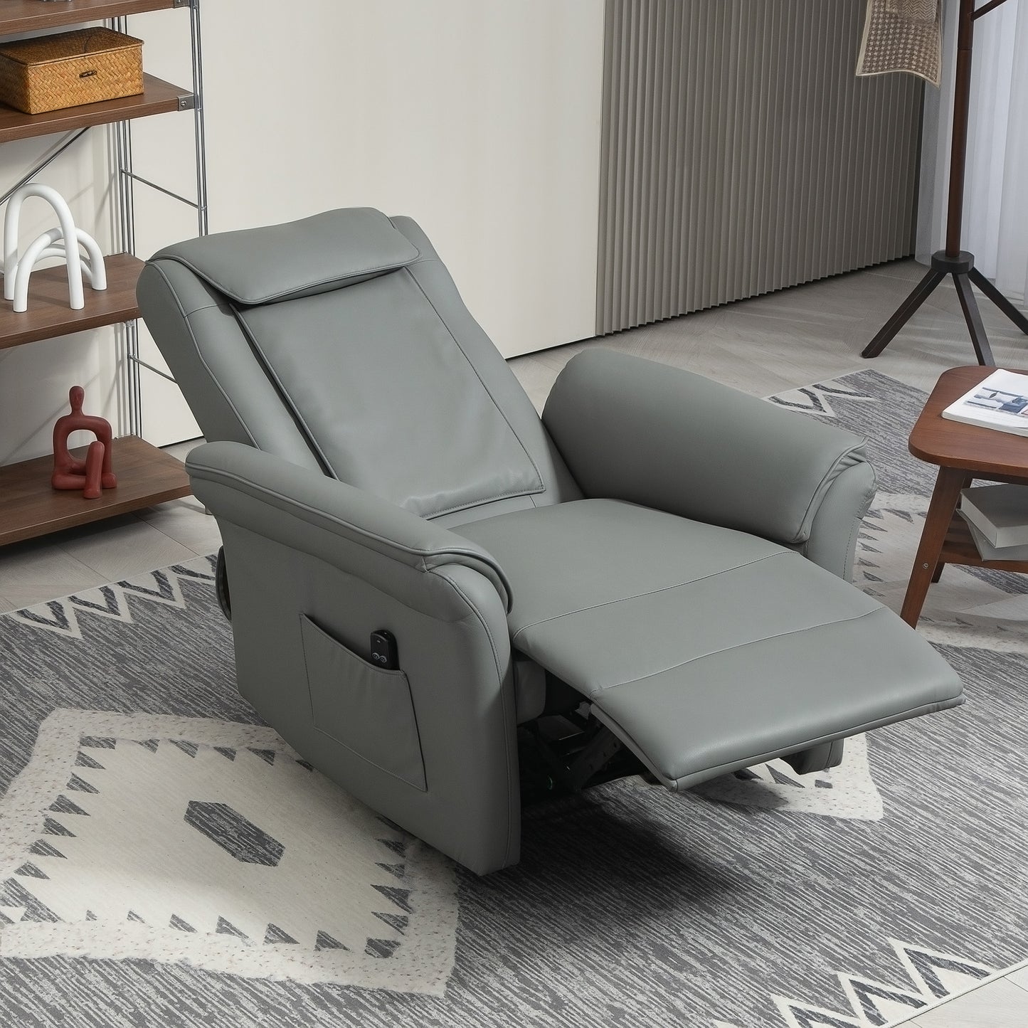 3D Kneading Massage Recliner Chair with Headrest, Breathable Leather Recliner Armchair, Electric Reclining Chair with Footrest, Remote with USB Port