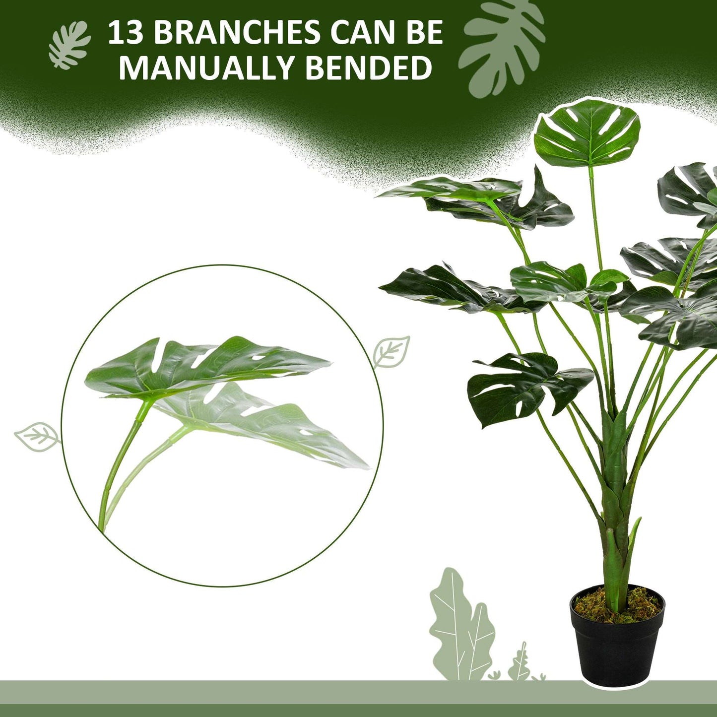 2 Pack Decorative Artificial Monstera Plants in Pot Fake Plants for Home Indoor Outdoor Decor, 85cm, Green