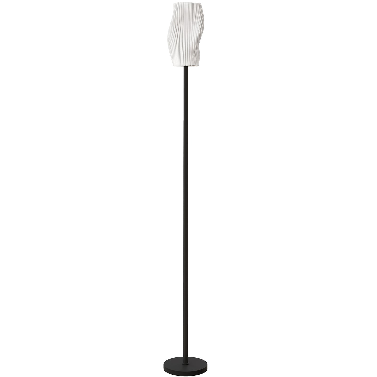 Floor Lamp for Living Room, 3D Printed Modern Standing Lamp with Flowing Curved Shade, 3 Colour Temperature & Foot Switch, Minimalist Tall Pole Lampshade for Bedroom, Office, White