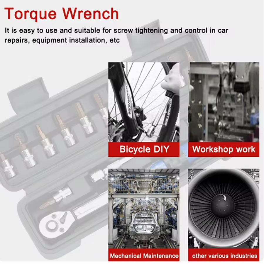 Quick-Release Torque Wrench Repairing Tool High Precise Torque Preset Wrenches 2-24N.M Torque Adjustable 1/4Inch Ratchet Wrench