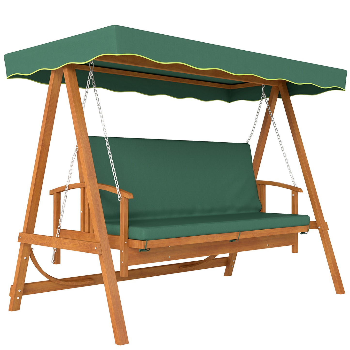 3 Seater 2-in-1 Wooden Garden Swing Seat Chair Bed Outdoor Convertible Hammock Bench Furniture Lounger