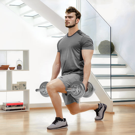 20kg Adjustable Weights Dumbbells Set, 2-in-1 Dumbbells and Barbell with Non-slip Handle, Free Weights Set for Home Gym