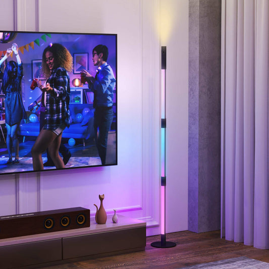 LED Floor Lamp with Reading Light, 360° RGB Detachable Corner Floor Lamp W/ App & Remote Control, Standing Lamp with Music Sync & Timing