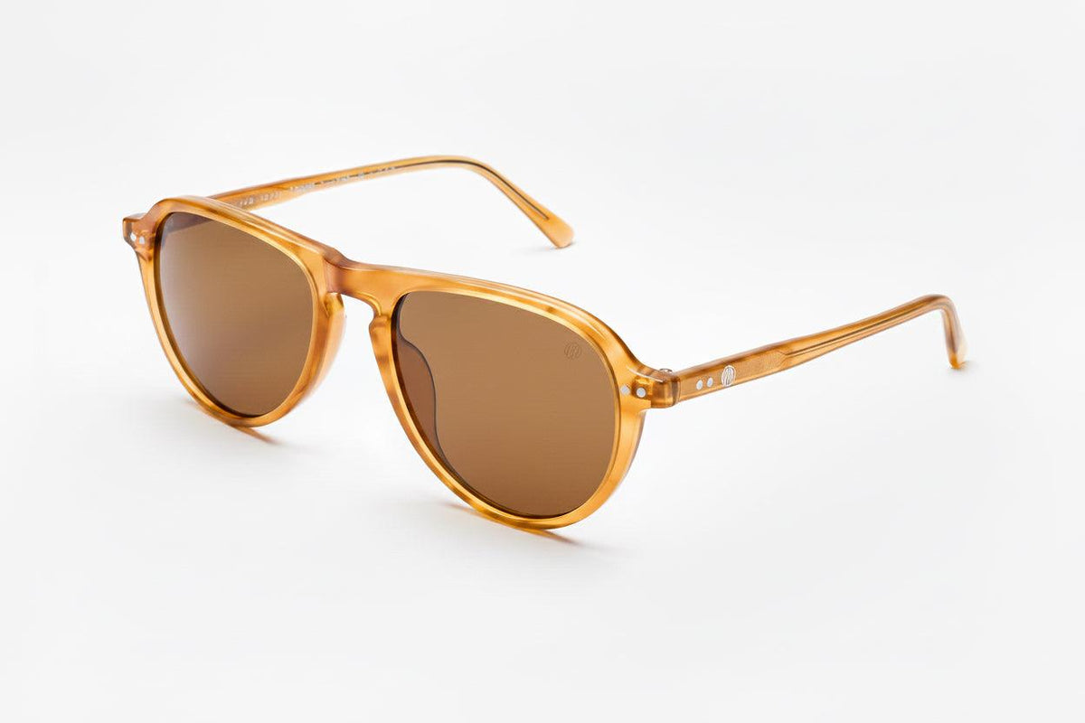 Union Of Surf Barrel Aviator Polarised Sunglasses | Cellulose Acetate Frame | G15 TAC Polarised Lenses | UV400 | Tortoiseshell | Compact Aviator | Unisex | Includes Case & Cloth