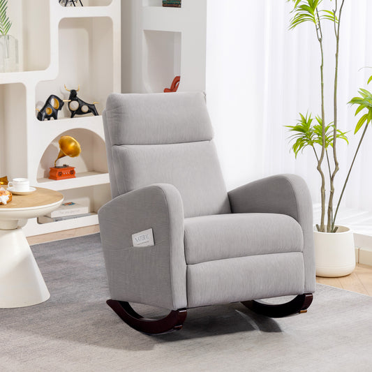 Corduroy Rocking Armchair - Grey / Beige