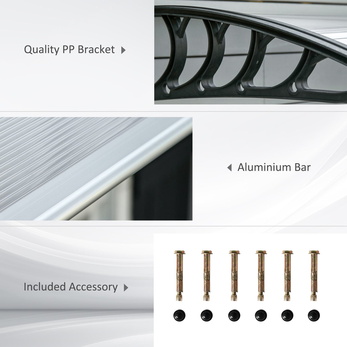 Outsunny Front Over Door Canopy, Outdoor Awning, 200 x 96cm Rain Shelter for Window, Porch and Front/Back Door, Clear