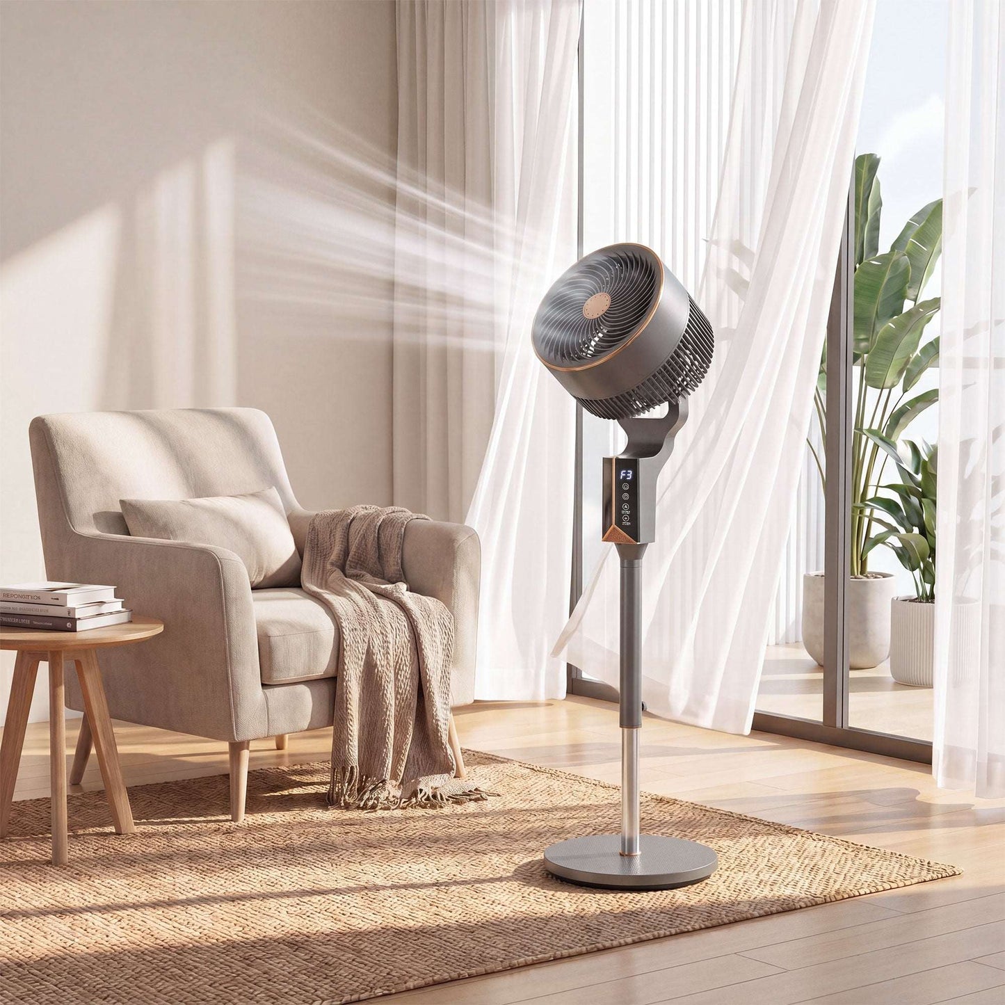 Pedestal Standing Fan | 20dB Sleep Mode | 8 Speeds | 17.1m³/min Airflow | 85° Oscillation | Aromatherapy Pad | Detachable Grill | 5m Remote | 12H Timer | 60W | 115cm | Grey