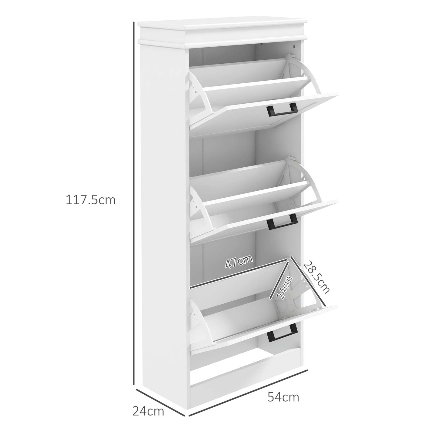 Three-Drawer Minimalistic Shoe Storage Cabinet Cupboard Organiser For 15 Shoes