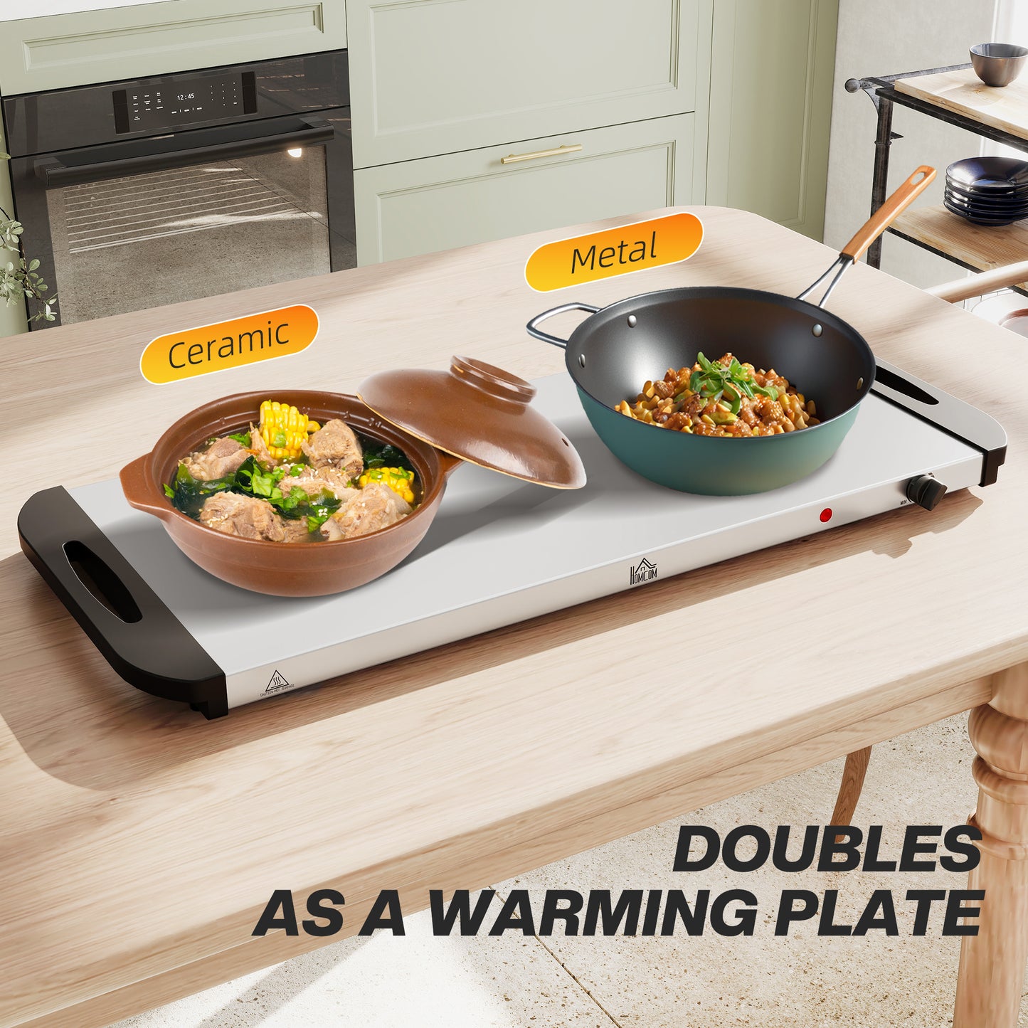 Electric Food Warmer 5 Tray, 9.2L Portable Buffet Server and Warming Tray with Lids, Adjustable Temperature Control and Cool Touch Handles