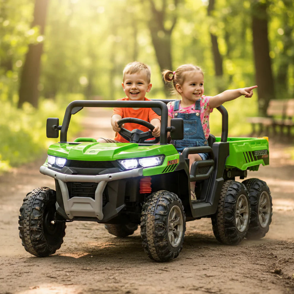 24V 6 Wheel Gator Ride On Versatile Electric Vehicle With Tipping Function, Parental Control With Entertainment Features - MP3 and USB