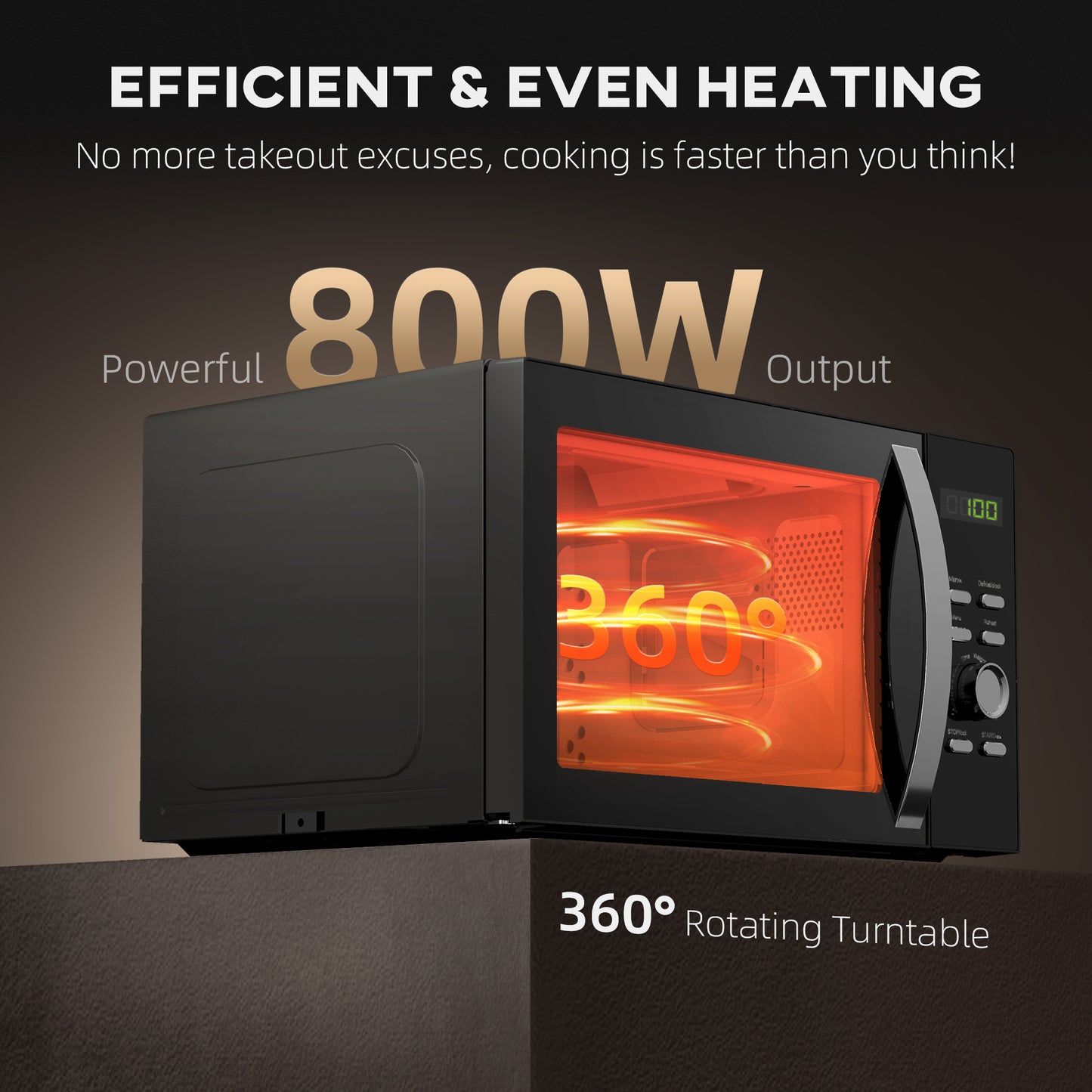 23L 800W Microwave Oven, Digital Solo with 5 Power Levels, Automatic Defrost, 8 Auto Cook Menus, 60 Minutes Timer, Clock, Easy Clean