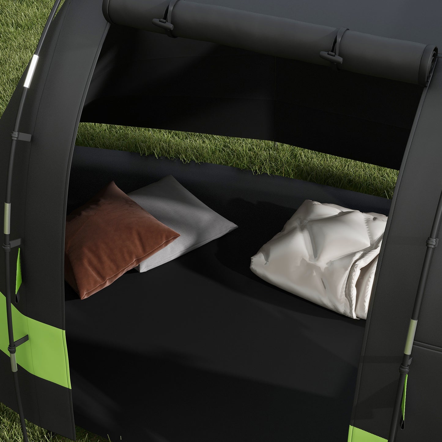 Outsunny Blackout Camping Tent for 4-5 Person, with Bedroom & Living Room, 3000mm Waterproof, for Fishing Hiking Festival, Black