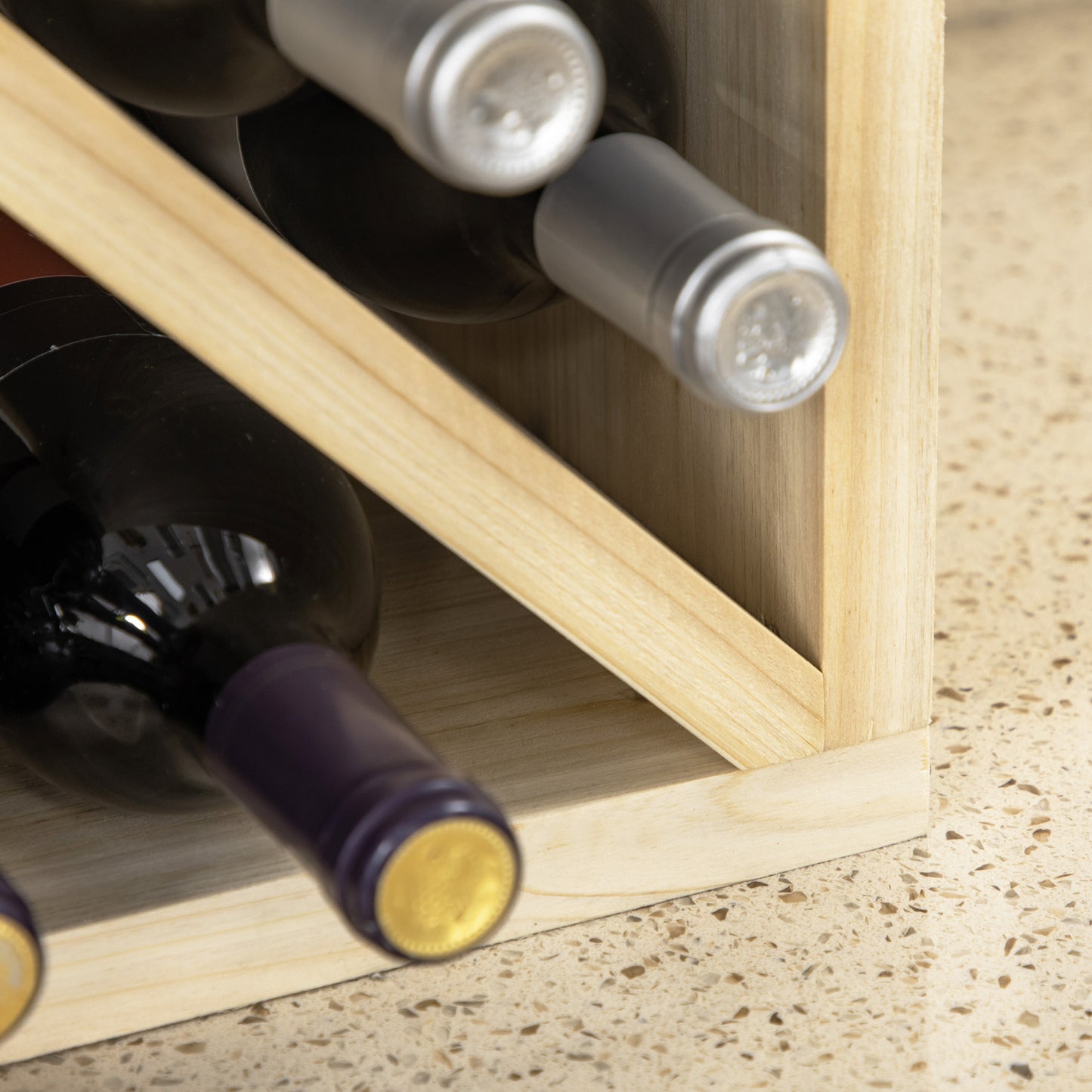 Set of 2 Wooden Wine Rack, X-Shaped Square Tabletop Storage Holder for 24 Bottle, Natural Wood