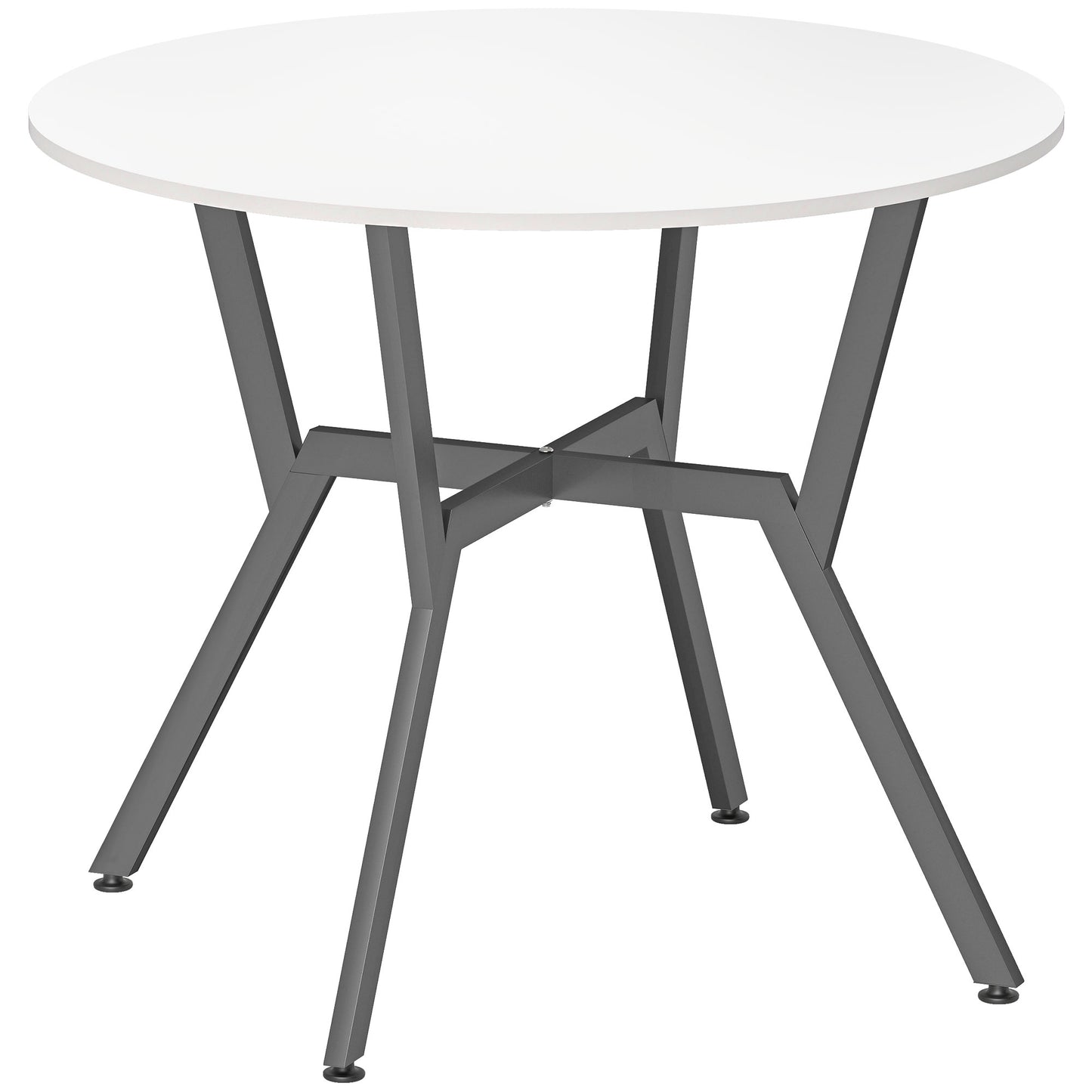 Dining Table, Round Kitchen Table with Black Legs, Anti-slip Foot Pads for Living Room, Dining Room 90 x 76 cm