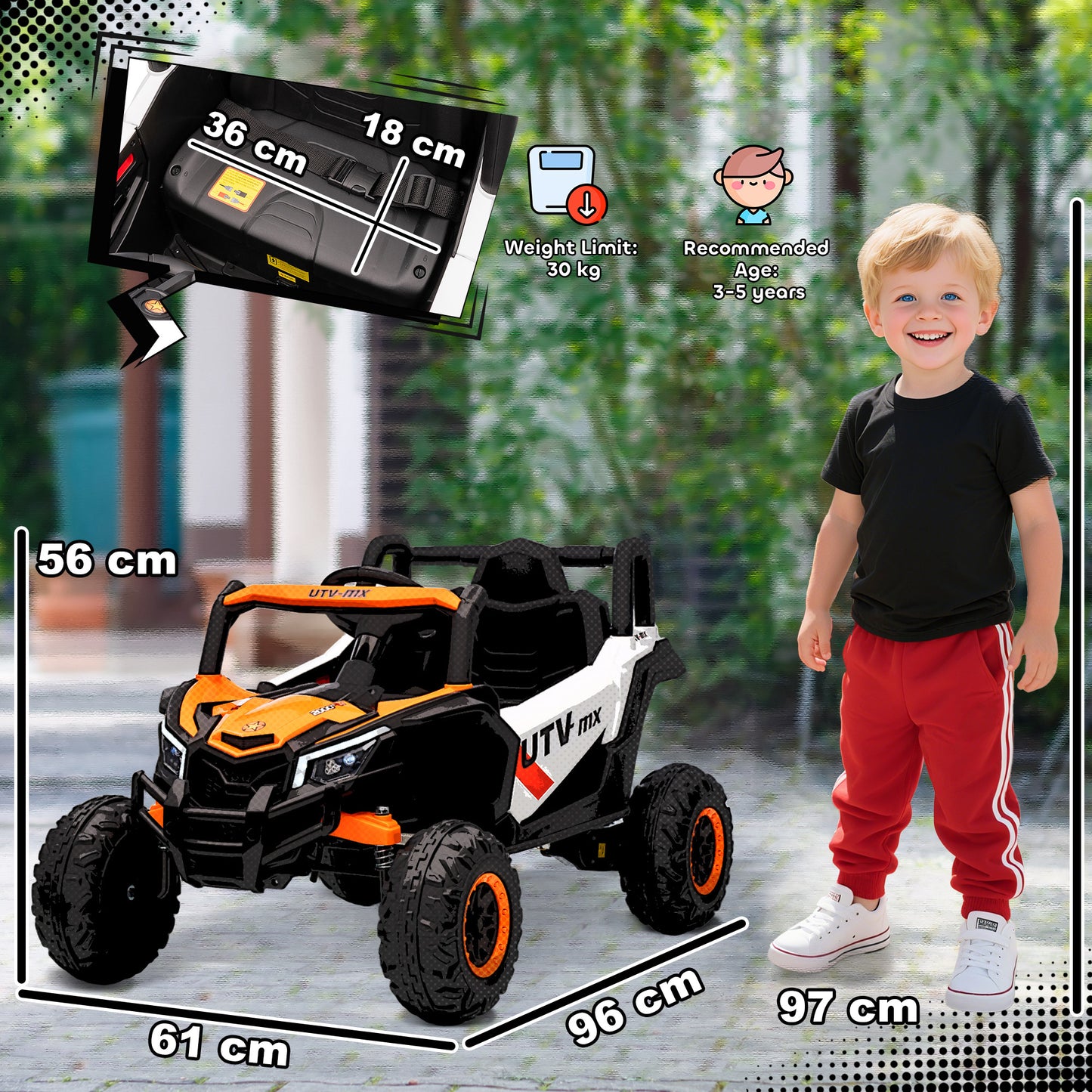 AIYAPLAY 12V Kids Ride On Car with Remote Control, Kids Electric Car with Suspension System, Music, for Ages 3-5 Years