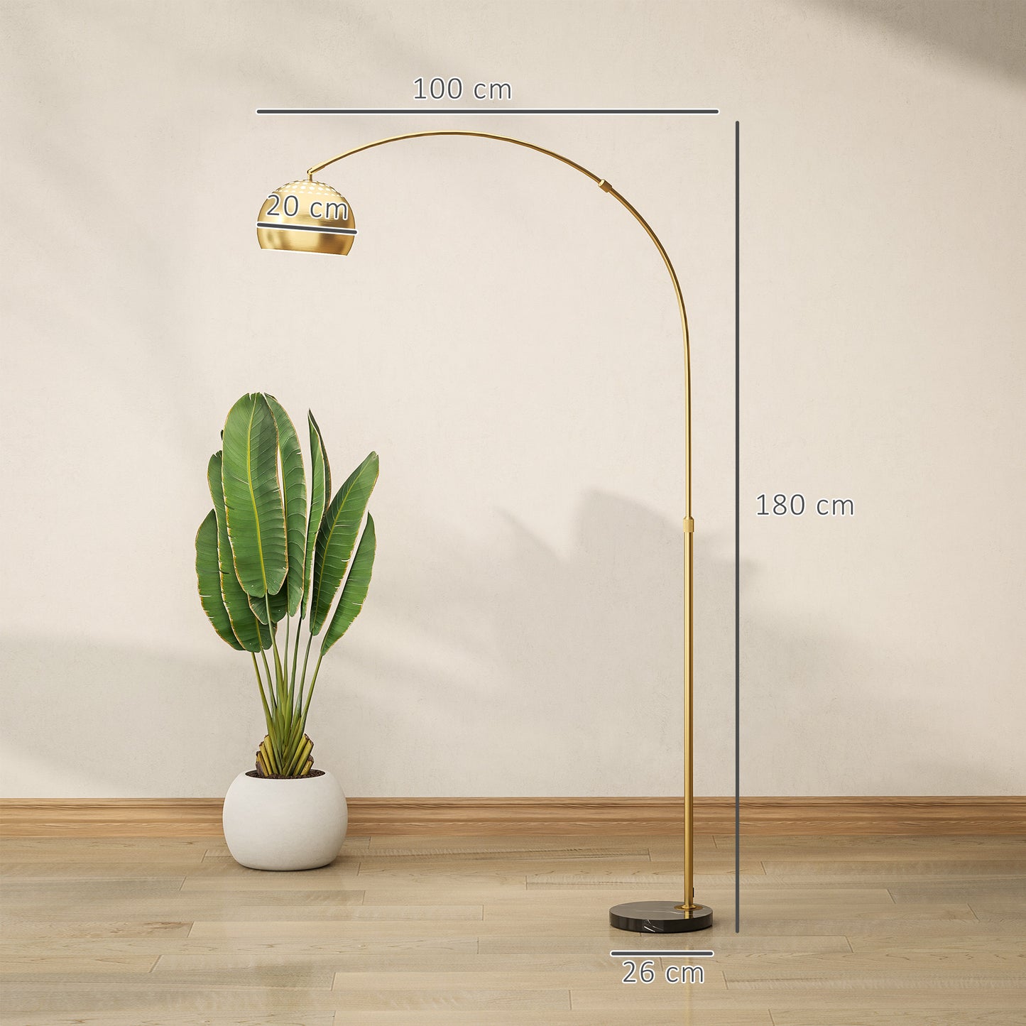 180cm Arc Floor Lamp for Living Room, Home Offices, Bedrooms, Modern Standing Lamp with Foot Switch, Faux Black Marble Base, Black Bell Shade
