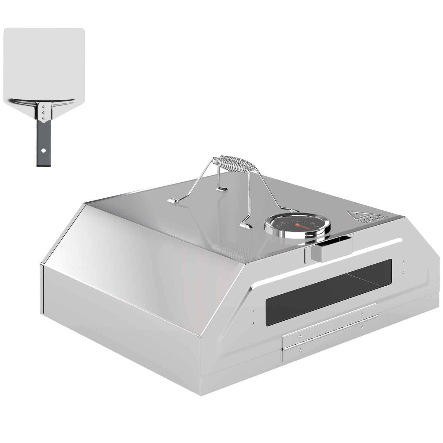 Portable Stainless Steel BBQ Grill Top Pizza Oven with Built-in Thermometer and Viewing Window for Gas and Charcoal BBQ Grills